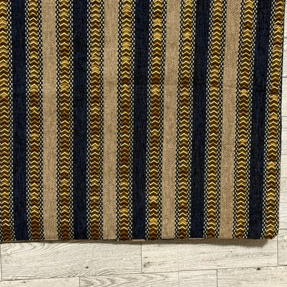 Set of‎ 3-AmHoo Striped Accent Pillow Cover Navy Gold Tan Textured Geometric